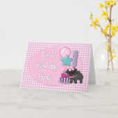 誕生日パーティーのブラックパグだ カード (黄色い花)