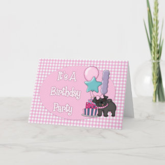 誕生日パーティーのブラックパグだ カード