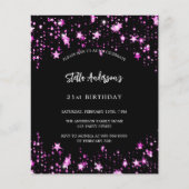 誕生日パーティーのブラックピンクスターズ予算の招待 チラシ (正面)