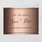 誕生日パーティーのブロンズの黒日付を保存 ポストカード (正面)