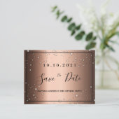 誕生日パーティーのブロンズの黒日付を保存 ポストカード (スタンド正面)