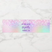 誕生日パーティーのホログラフィックピンクパープル ペットボトルラベル (シングルラベル)