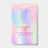 誕生日パーティーのユニコーングリッター名VIP招待 バッジ (裏面)