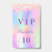 誕生日パーティーのユニコーングリッター名VIP招待 バッジ (正面)