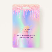 誕生日パーティーのユニコーングリッター名VIP招待 バッジ (裏面)