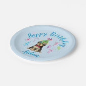 誕生日パーティーのヨークシャーテリア ペーパープレート (アングル)
