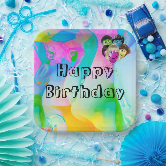 誕生日パーティーの人々の風船 ペーパープレート (パーティー)