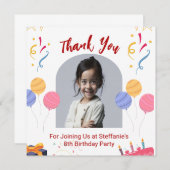 誕生日パーティーの個人設定カードに感謝 サンキューカード (正面/裏面)
