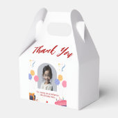 誕生日パーティーの個人設定カードに感謝 フェイバーボックス (裏面サイド)