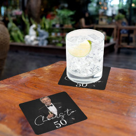 誕生日パーティーの写真で乾杯 スクエアペーパーコースター