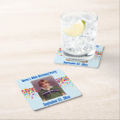 誕生日パーティーの写真のお気に入り スクエアペーパーコースター (インサイチュ)