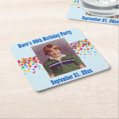 誕生日パーティーの写真のお気に入り スクエアペーパーコースター (アングル)