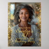 誕生日パーティーの写真のウェルカムサイン ポスター (正面)