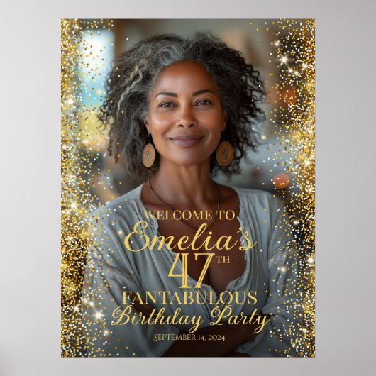 誕生日パーティーの写真のウェルカムサイン ポスター (正面)