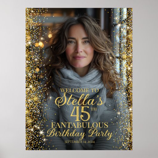 誕生日パーティーの写真のウェルカムサイン ポスター (正面)