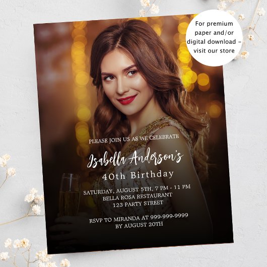 誕生日パーティーの写真の予算の招待 チラシ