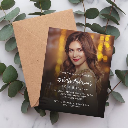 誕生日パーティーの写真の予算の招待 チラシ