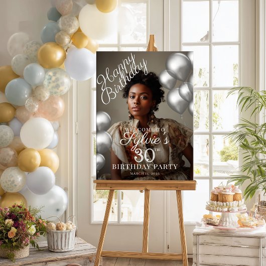 誕生日パーティーの写真へようこそ ポスター