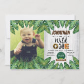 誕生日パーティーの写真を招待する男の子 招待状 (正面)