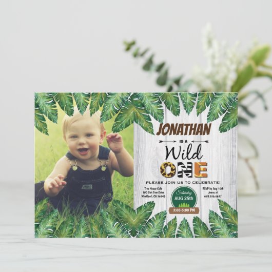 誕生日パーティーの写真を招待する男の子 招待状 (スタンド正面)