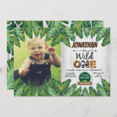 誕生日パーティーの写真を招待する男の子 招待状 (正面/裏面)