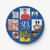 誕生日パーティーの写真コラージュ少年たち青 ペーパープレート (正面)