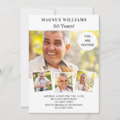 誕生日パーティーの写真コラージュ白 招待状 (正面)