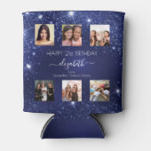 誕生日パーティーの写真コラージュ青い友最高の達 缶クーラー (正面)