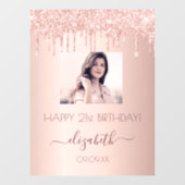 誕生日パーティーの写真バラ金ゴールドピンクのドリップスウェルカム ウィンドウサイン (シート)