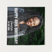 誕生日パーティーの写真40thまたはその他の誕生日 タペストリー (正面(横))