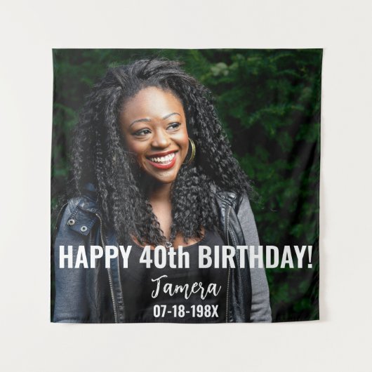 誕生日パーティーの写真40thまたはその他の誕生日 タペストリー (正面)