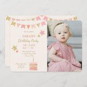 誕生日パーティーの写真 招待状 (正面/裏面)