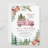 誕生日パーティーの冬のクリスマス·トラックが終わる 招待状 (正面)