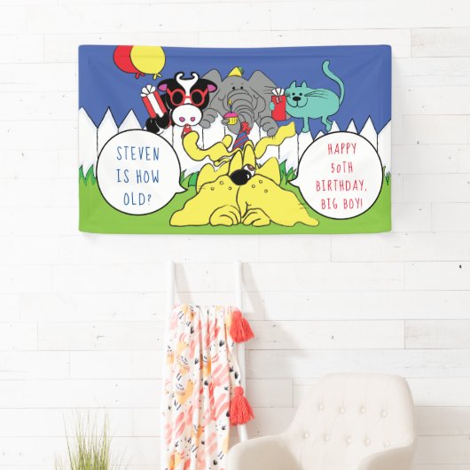 誕生日パーティーの動物のパーソナライズ 横断幕