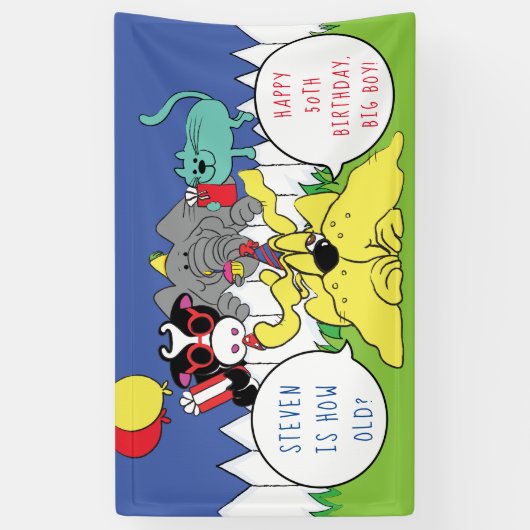 誕生日パーティーの動物のパーソナライズ 横断幕 (縦)