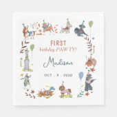 誕生日パーティーの可愛い子犬たち スタンダードランチョンナプキン (正面)