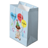 誕生日パーティーの吹き出しドイツ語の金髪ポインタ ミディアムペーパーバッグ (裏面アングル)