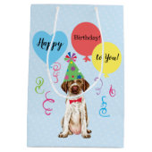 誕生日パーティーの吹き出しドイツ語の金髪ポインタ ミディアムペーパーバッグ (裏面)