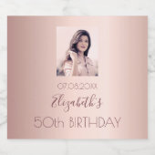 誕生日パーティーの夜の写真バラ金ゴールドピンク女性 スパークリングワインラベル (シングルラベル)