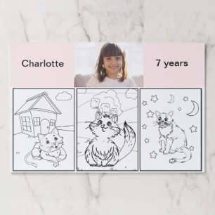 誕生日パーティーの女の子の猫のカラープレイスマット ペーパーパッド