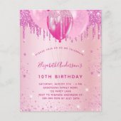 誕生日パーティーの女の子ピンクグリッター輝き予算 チラシ (正面)