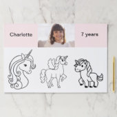 誕生日パーティーの女の子ユニコーンカラーリングプレイスマット ペーパーパッド (インサイチュ)