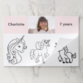 誕生日パーティーの女の子ユニコーンカラーリングプレイスマット ペーパーパッド (折り畳み)