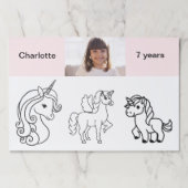 誕生日パーティーの女の子ユニコーンカラーリングプレイスマット ペーパーパッド (正面)