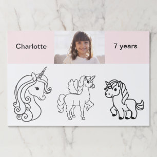 誕生日パーティーの女の子ユニコーンカラーリングプレイスマット ペーパーパッド