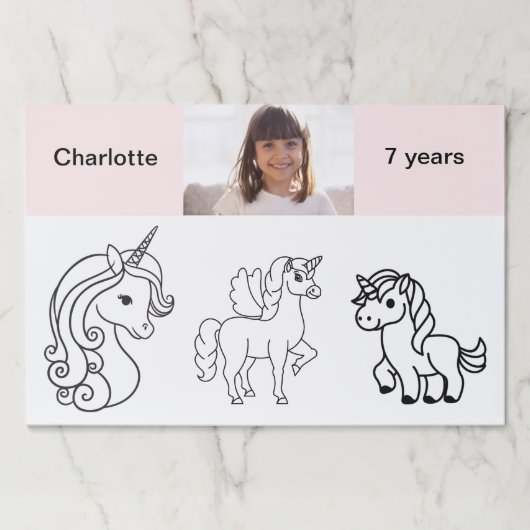 誕生日パーティーの女の子ユニコーンカラーリングプレイスマット ペーパーパッド (正面)