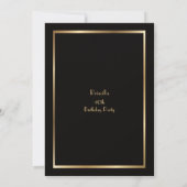 誕生日パーティーの女性、金のギャツビースタイル、黒 招待状 (裏面)