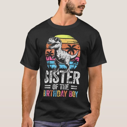 誕生日パーティーの姉妹 恐竜 Tシャツ (正面)