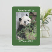 誕生日パーティーの子供の名前、かわいいジャイアントパンダ緑 招待状 (スタンド正面)