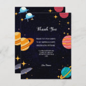 誕生日パーティーの宇宙テーマに感謝 ポストカード (正面/裏面)